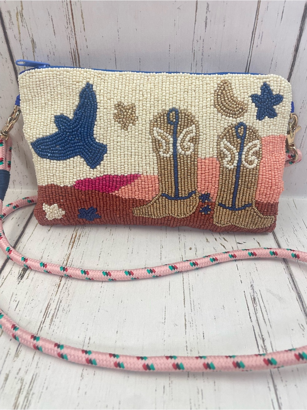 Ink + Alloy Leila Boot Seed Bead Clutch with Strap - Picture 2 of 15